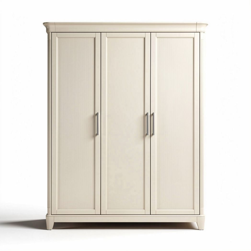 Three-door storage cabinet in cream finish 180 x 120 x 50cm made of durable wood