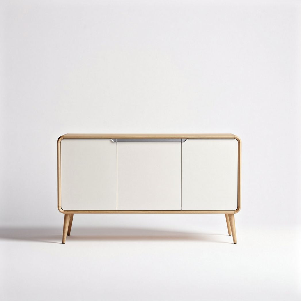 Wooden sideboard with three doors and minimalist design 80 x 40 x 75cm