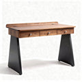 Wooden desk with three drawers and steel legs in brown and black finish 120 x 60 x 75cm
