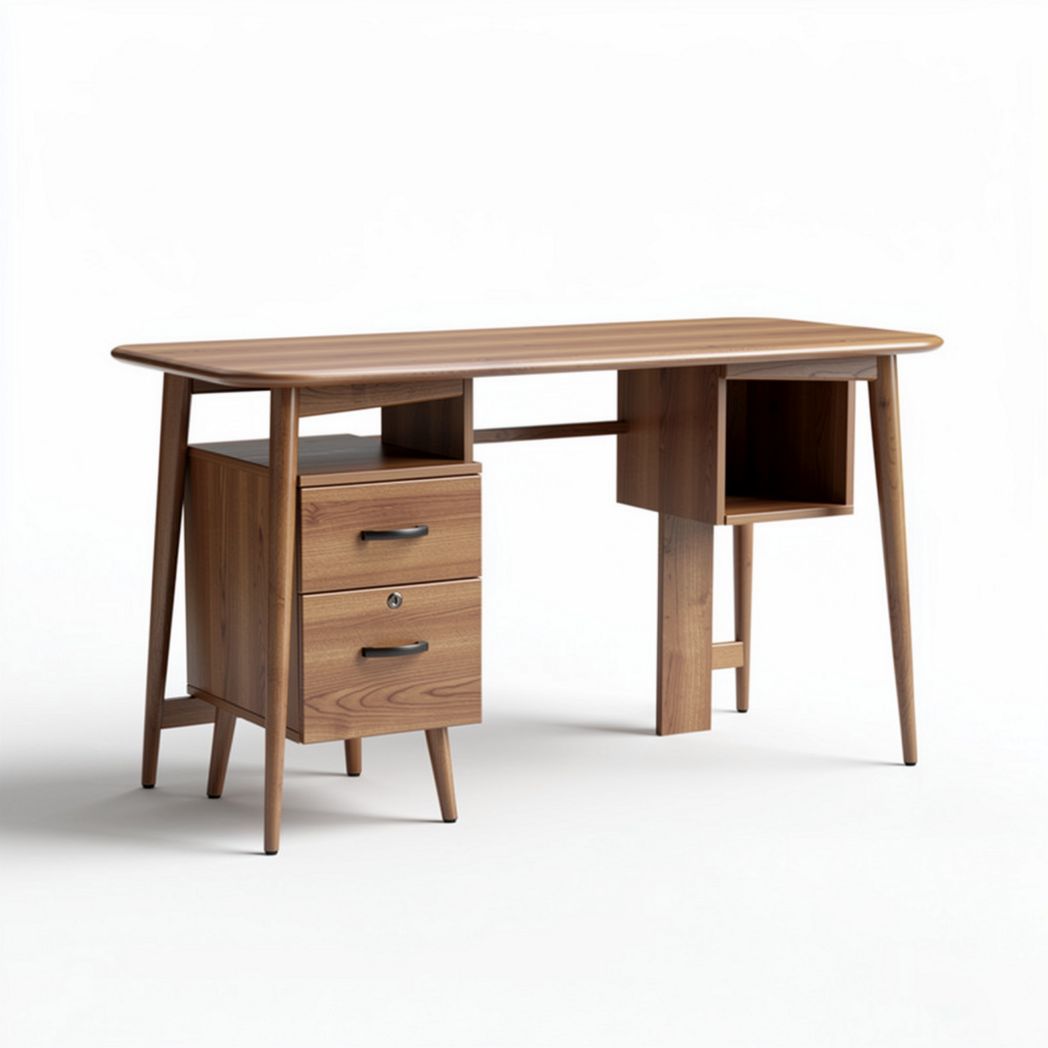 Wooden desk with two drawers and open storage space 150 x 70 x 75cm