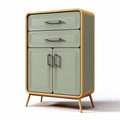 Retro style wooden cabinet with green finish and four storage compartments
