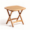 Wooden folding table with rattan top for indoor and outdoor use 60 x 60 x 75cm