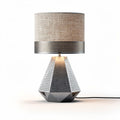 Concrete table lamp with fabric shade and geometric design 25 x 25 x 40cm