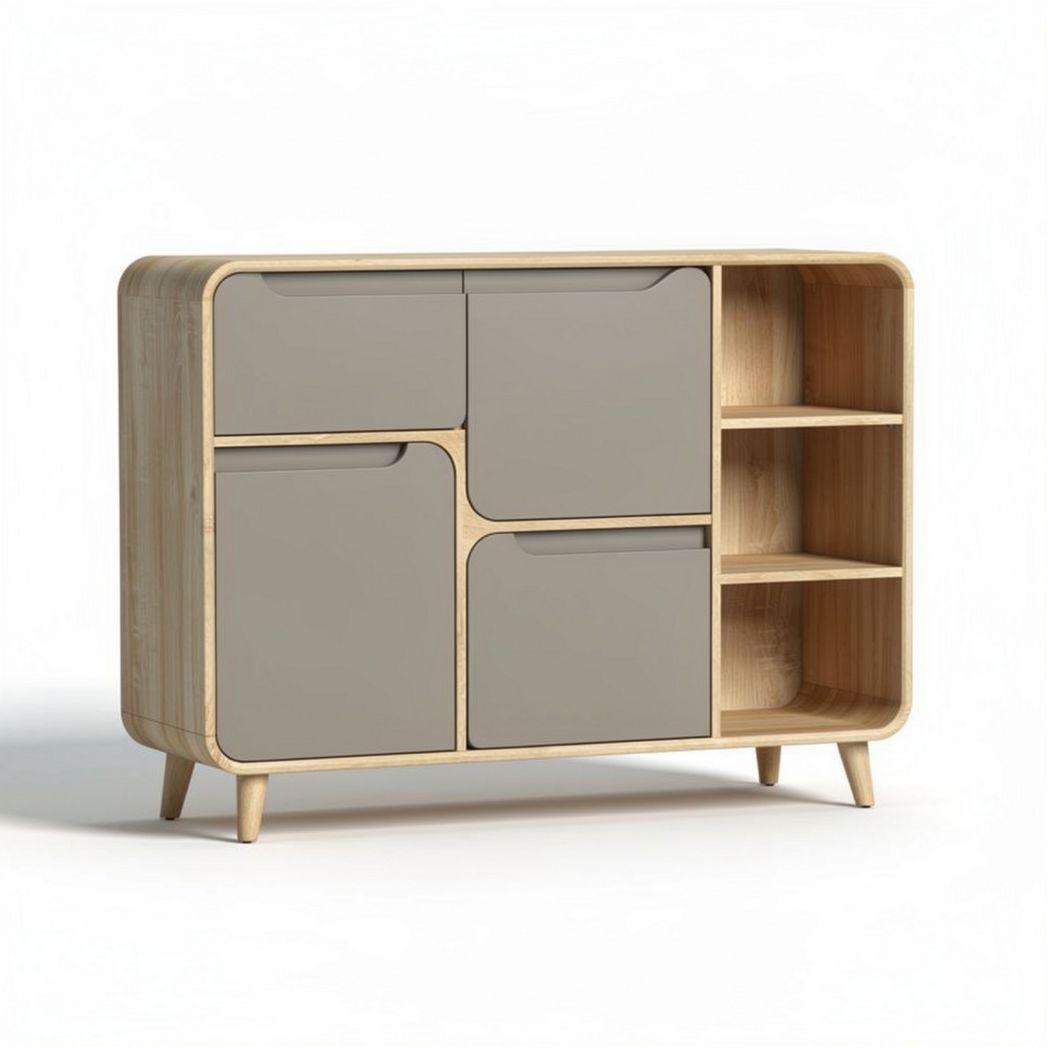Bamboo storage cabinet with six compartments and minimalist design 100 x 40 x 80cm