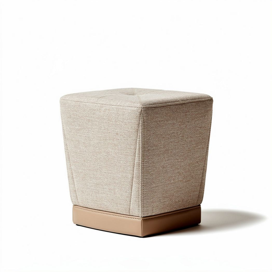 Fabric upholstered ottoman in beige 30 x 30 x 35cm for living room usage