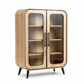 Wooden display cabinet with glass doors and shelves 80 x 40 x 120cm
