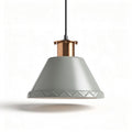 Metal pendant light with gray finish and geometric design 30 x 30 x 20cm