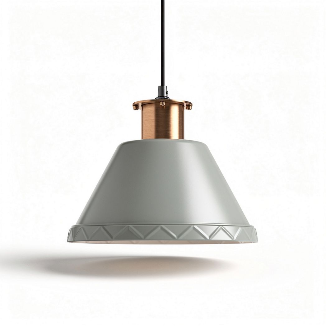 Metal pendant light with gray finish and geometric design 30 x 30 x 20cm