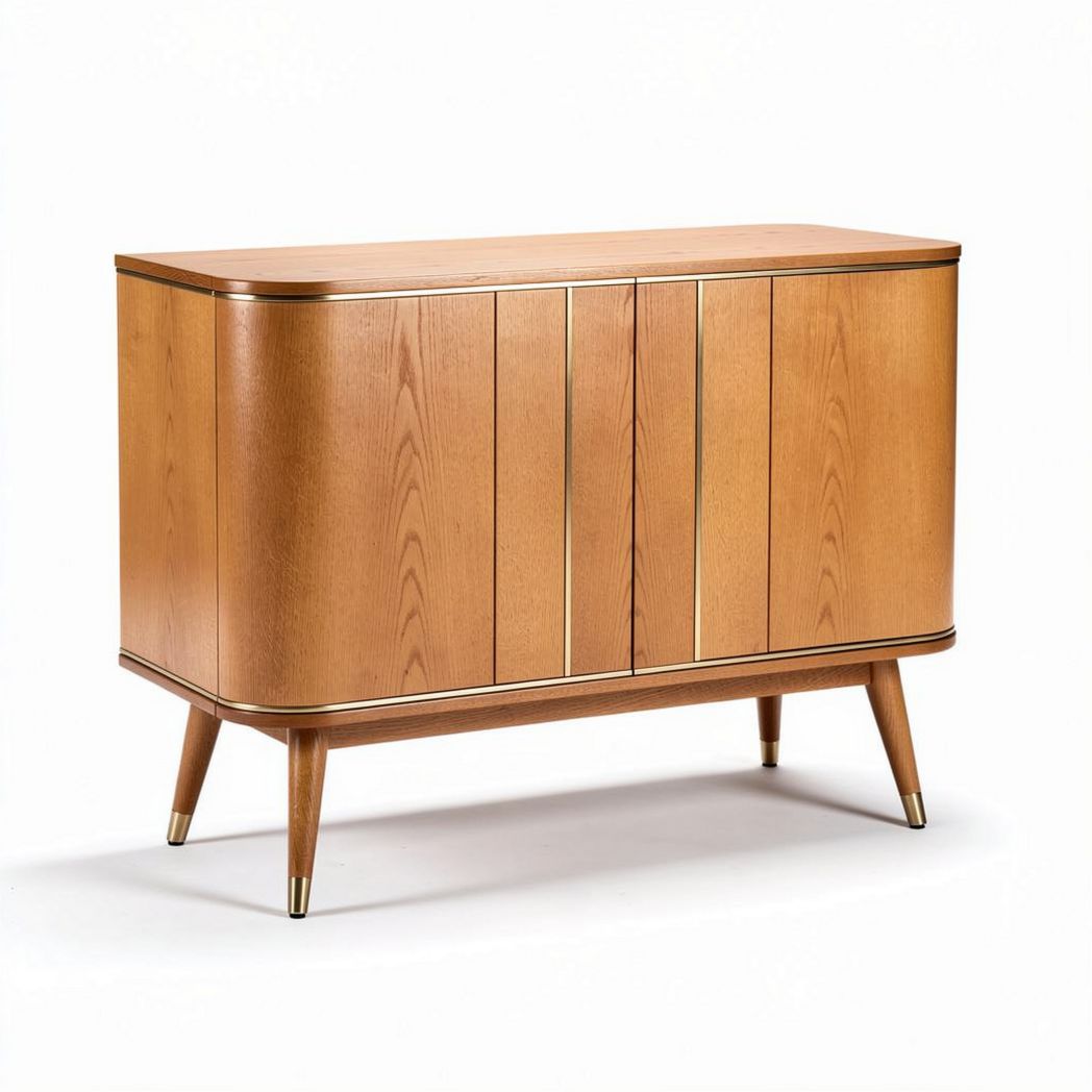 Wooden sideboard cabinet with two doors for living room storage 80 x 40 x 70cm