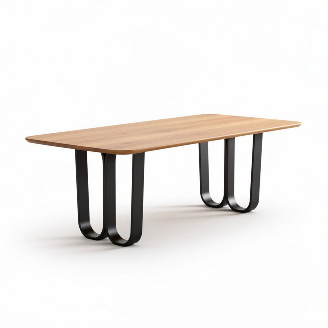 Wooden dining table with black metal legs 200 x 100 x 75cm