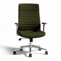 Ergonomic office chair with adjustable height dark green fabric upholstery