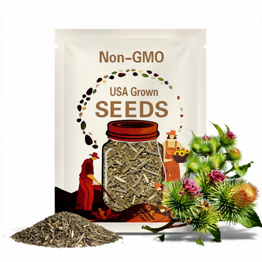 Burdock Herb Seeds - Heirloom, Open Pollinated, Non GMO - Grow Indoors, Outdoors, In Pots, Grow Beds, Soil, Hydroponics & Aquaponics