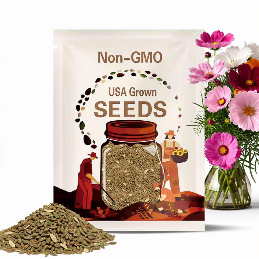 50 Seeds | Cupcakes and Saucers Mix Cosmos Seeds | Open-Pollinated | Vibrant Blooms | Pollinator-Friendly | Non-GMO Garden Seeds#L007.