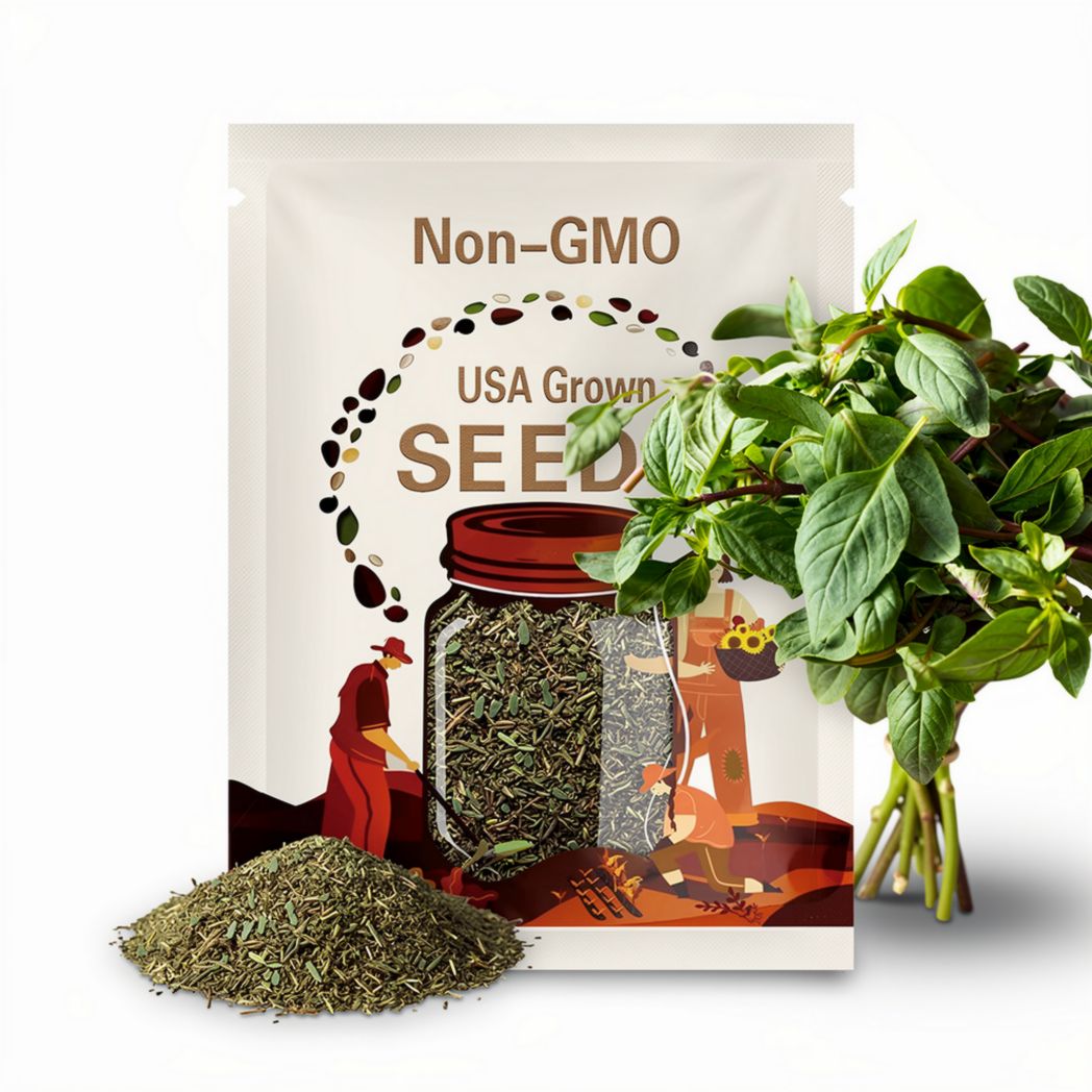 Thai Basil Heirloom Seeds - Culinary Herb, Non-GMO, Open Pollinated