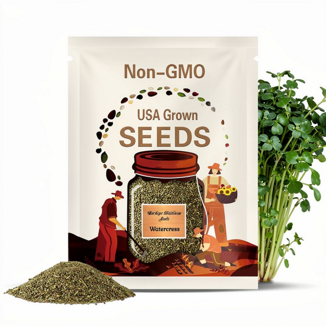True Watercress - Heirloom Seeds - Culinary & Medicinal Herb Seeds - GMO Free (Nasturtium Officinale) - Buckeye Heirloom Seeds