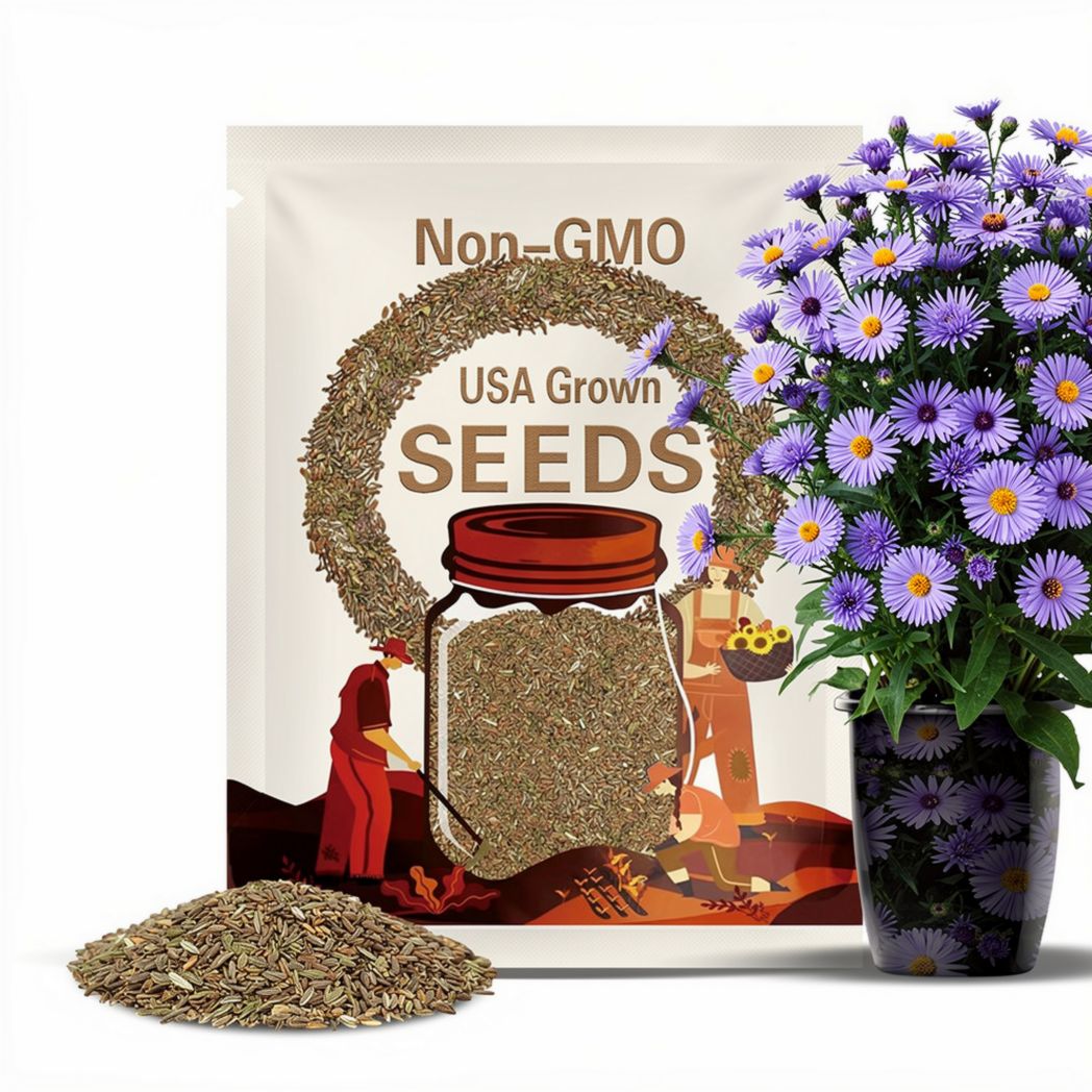 New England Aster Seeds – Native Heirloom Plant, Purple Fall Flowers for Pollinator Garden, Easy to Grow | 200 Seeds