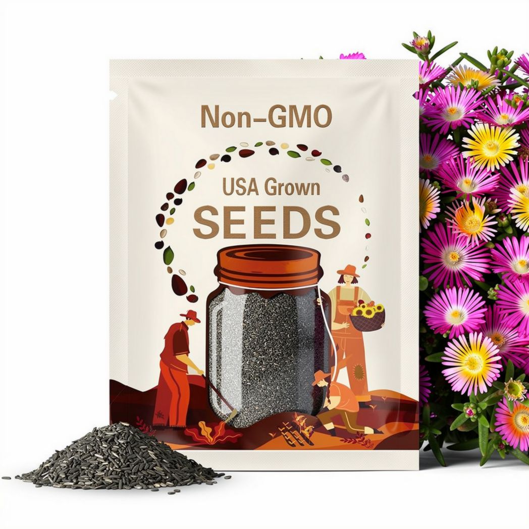 Ice Plant Mix Flower Seeds - 150 Heirloom Seeds, Ground Cover, Succulent, Mixed Blooms, Daisy Seeds, Open Pollinated, Non-GMO