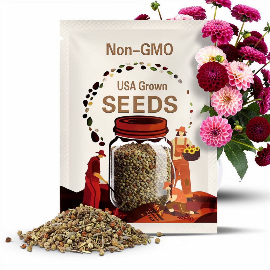 Dahlia, Pompon Flower Seeds - Heirloom Seeds, Dahlia Flower Mix, Cut Flower Seeds, Pollinator Friendly, Open Pollinated, Non-GMO